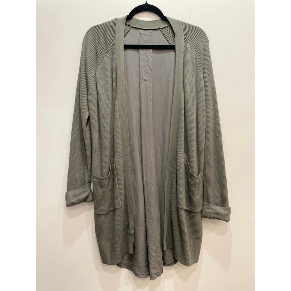 Lululemon Still At Ease Open Wrap Cardigan 6 Cashlu Green Ribbed Knit Relaxed